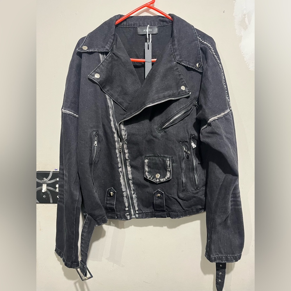 Amiri Black Denim Biker Jacket
